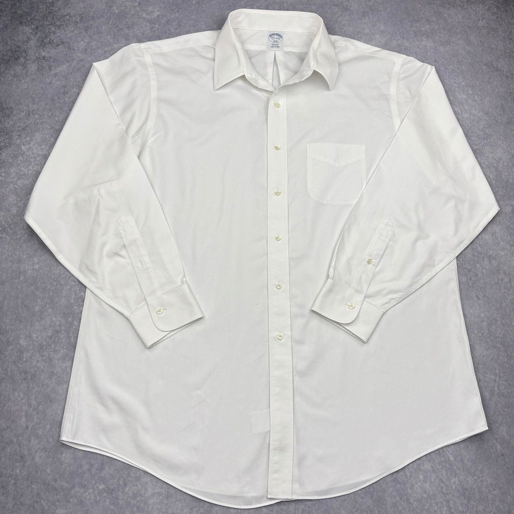 Brooks Brothers Shirt Mens 17.5 34/35 White Regent Fit Long Sleeve Dress 34 35